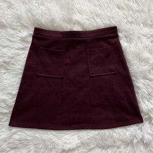 Full Tilt Burgundy High-Waist A-Line Skater Mini Skirt with Pockets Size Small